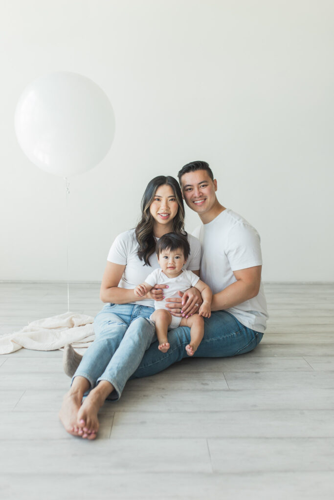 milestone photo session in studio for a baby's first birthday