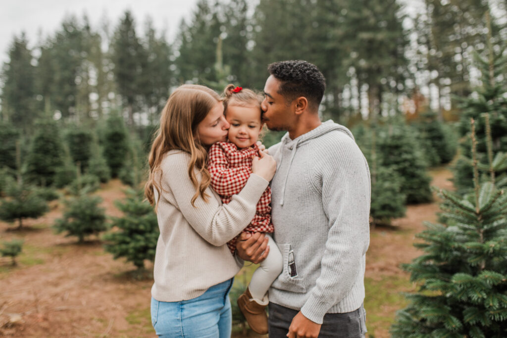 Adorable family photos at a tree farm in Vancouver WA taken by Lena Sophia Photography