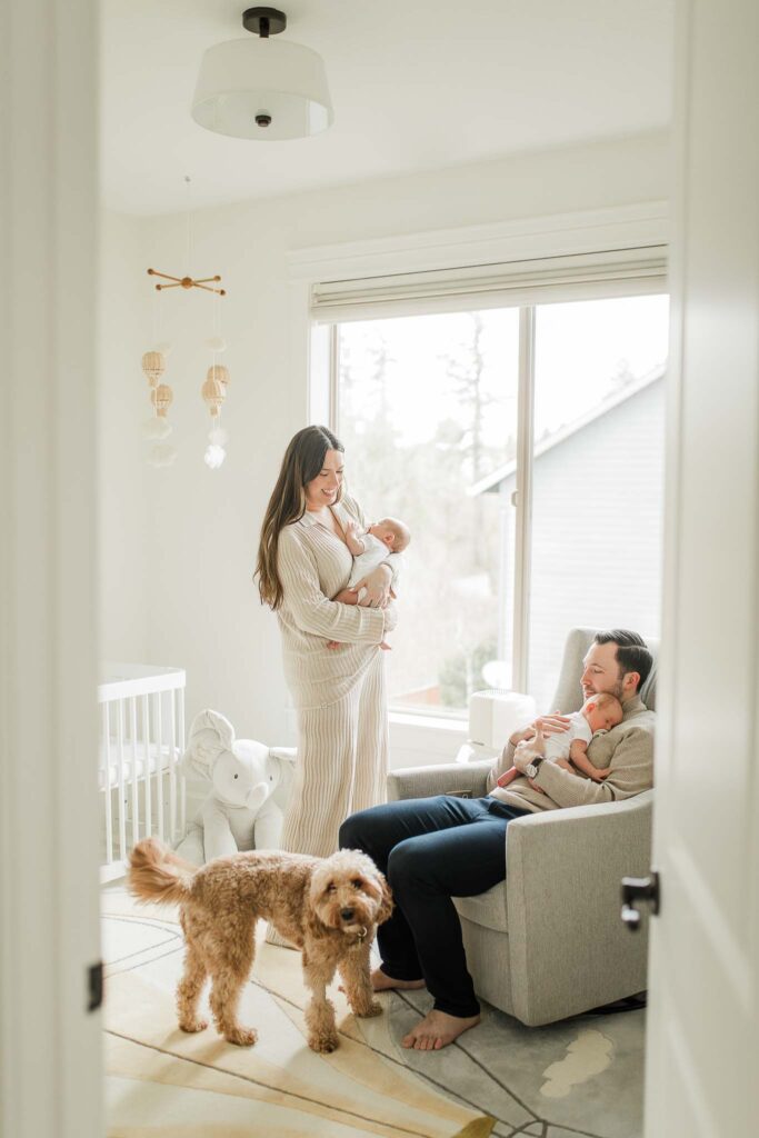 Newborn lifestyle photography at home in Vancouver WA with minimal posing