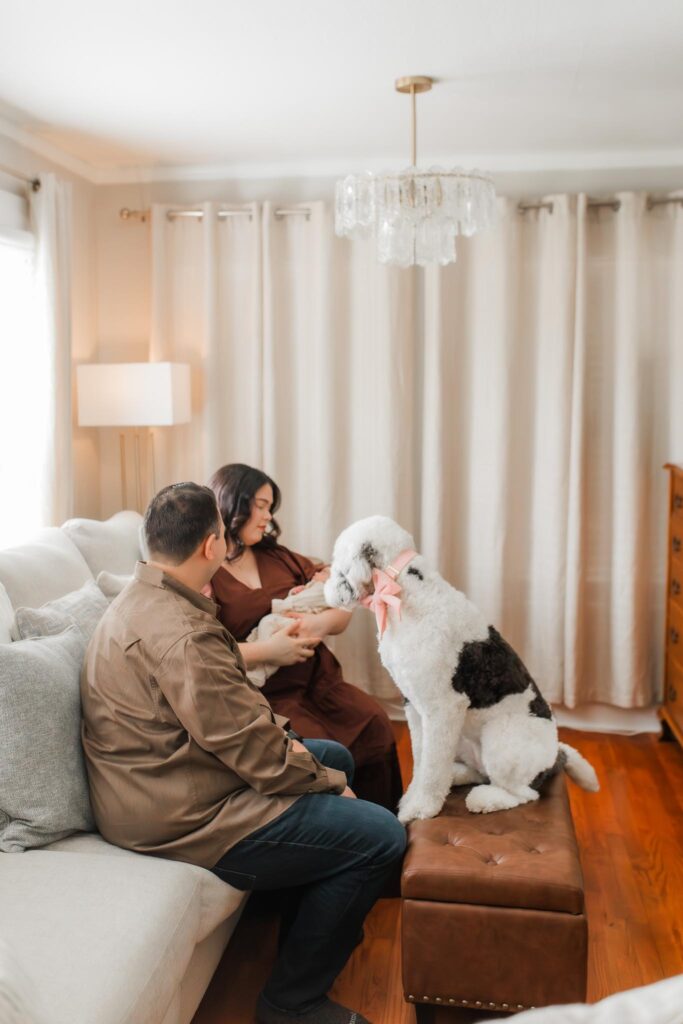 Lifestyle newborn photo showing family connection without baby’s face, taken by a natural light newborn photographer in Portland OR