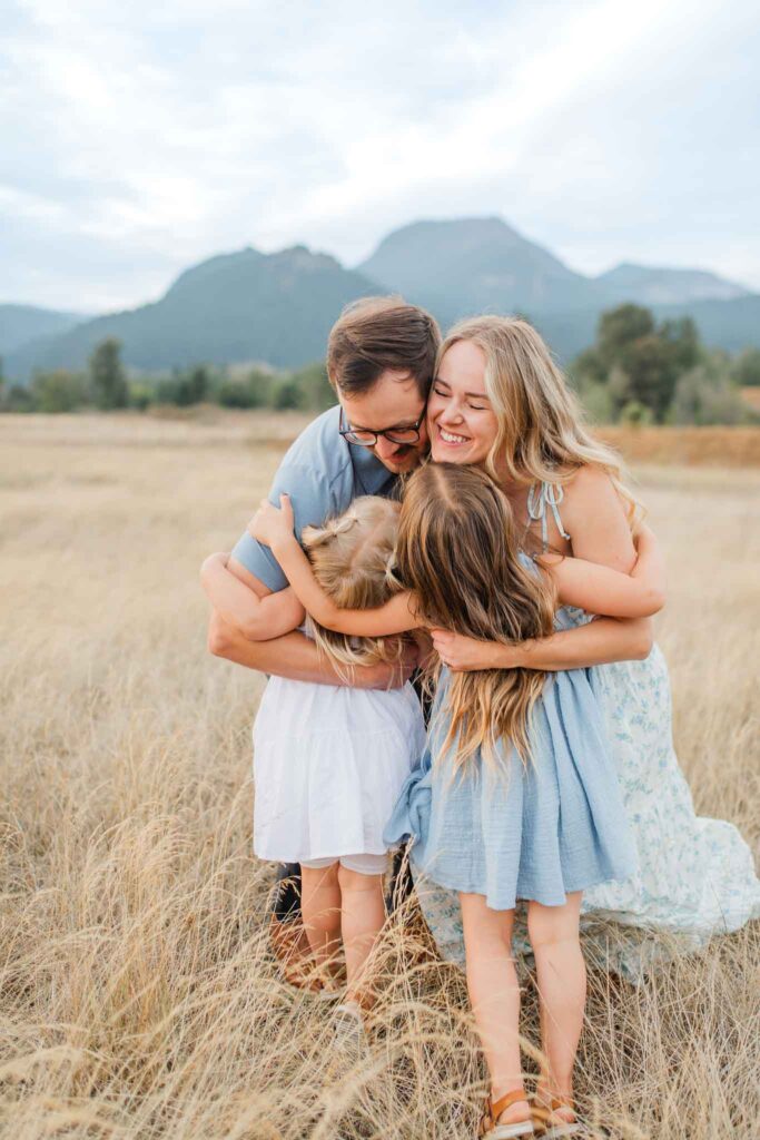 Columbia River Gorge family photos at sunset with a Camas, WA photographer