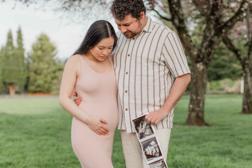 cherry blossom maternity photos Camas WA