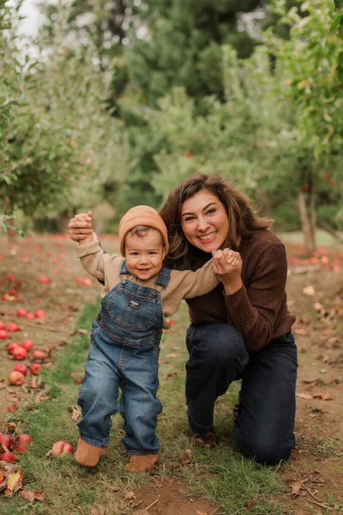 adorable mama and me photo session during Portland Oregon apple orchard mini sessions